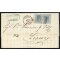 1867, 20 Cent. celeste chiaro, tiratura di Londra, coppia su lettera da Cesena 7.8.1869 per Lione, annullo "P. D." sul fronte, lusso (Sass. T26)