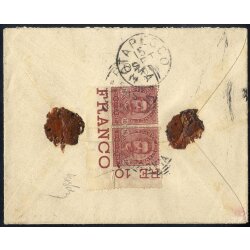 1891/96, 10 Cent. carminio, coppia - angolo di foglio al...