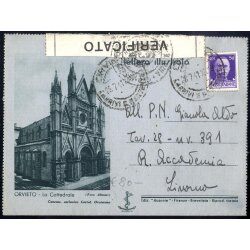 1941, biglietto postale illustrato di Orvieto affrancata...