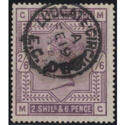 1883, 2 Sh 6 P purpurviolett, Nadelstich, Mi. 82x SG 178...