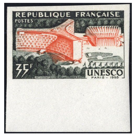 1958, UNESCO, 2 valori non dentellati, bordo di foglio, nuovi con gomma originale ed integra (Unif. 1177-78), Ceres 1177-78