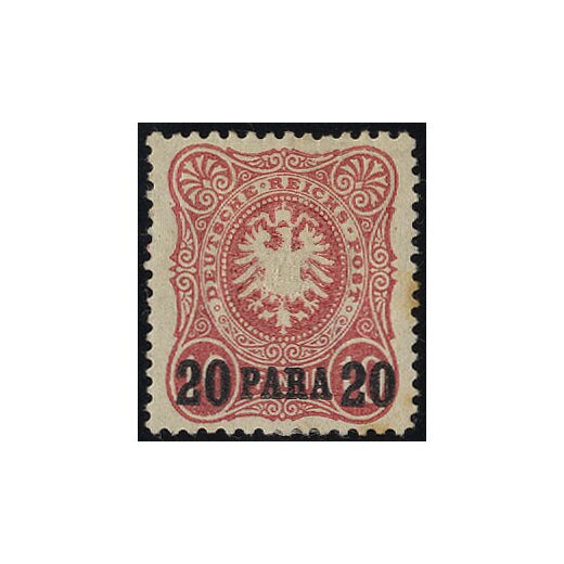 1884, 20 PA auf 10 Pf, rechte Zahnspitzen Rost, Mi. 2