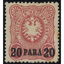 1884, 20 PA auf 10 Pf, rechte Zahnspitzen Rost, Mi. 2