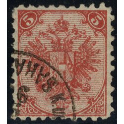 1890, Steindruck, 5 Kr. rot, LZ 9?, Zahnspalt r. oben,...