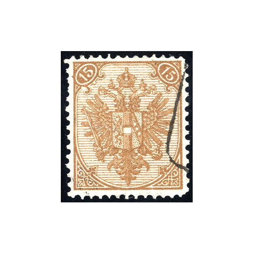 1879, Steindruck, 15 Kr. braun, LZ 12ž:12, geprüft Goller (Mi. 6I/IIa - Fb. 7I/Ba)