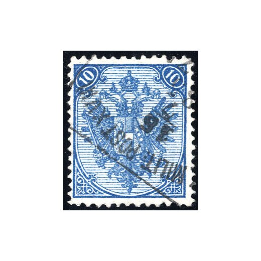 1879, Steindruck, 10 Kr. blau, LZ 12:13, geprüft Goller (Mi. 5Ia - Fb. 6Ia)