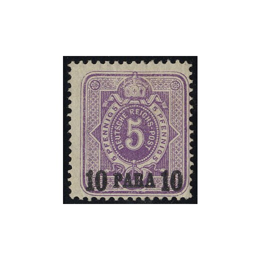 1884, 10 PA auf 5 Pf purpur, Mi. 1