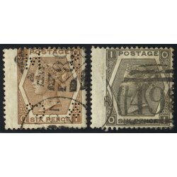 1872/73, 6 P. orangebraun und grau, 2 Werte, kleiner Wert...