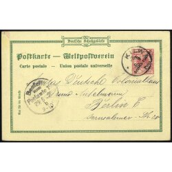 1898, Privatpostkarte 5 Pesa auf 10 Pf. von Kilwa 29.5.98...