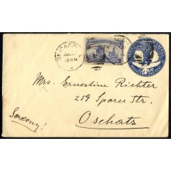 1893, Ganzsachenbrief 1 C von Chicago nach Oschatz...