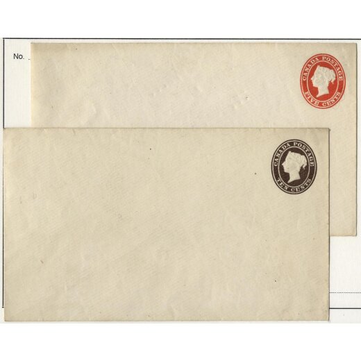 1860/64, Briefe zu 5 und 10 cents, perfekt ungebraucht, HG B1+2