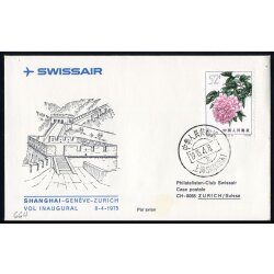 1975, Eröffnungsflug Swissair Shanghai-Zürich,...