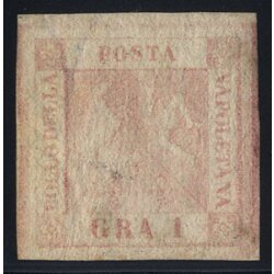 1858, 1 Gr. rosa chiaro, I. tavola, annullo leggero,...