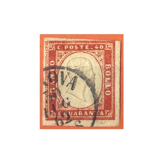 1861, 40 Cent. rosso vermiglio, firm. Cardillo (S. 16Da)