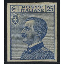 1908, 25 Cent. azzurro, non dentellato (S. 83e / 90,-)