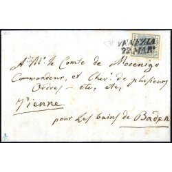 1850, 45 Cent. azzurro ardesia su lettera da Venezia...
