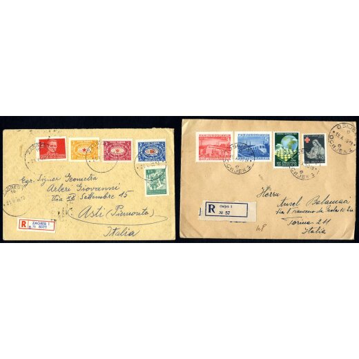 1938-1952, Lot von 7 Belegen (Briefe, eine Ansichtskarte), bitte besichtigen