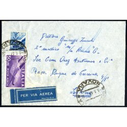1949, lettera aerea affrancata con 50 l. aerea e 15 l....