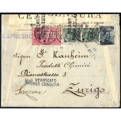 1916, lettera espresso affrancata per 55 c. da Torino per...