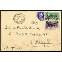 1943, lettera espresso affrancata per 1,90 l. da Milano...