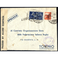 1946, lettera espresso da Trieste per Torino affrancata...