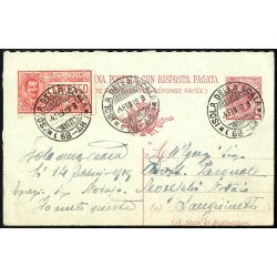 1919, Cartolina 10 Cent con espresso 25 Cent. da Isola...