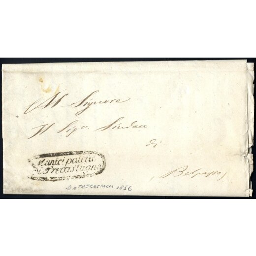 1856, Lettera in franchigia da Trecastagne 13.4.1856 per Belpasso