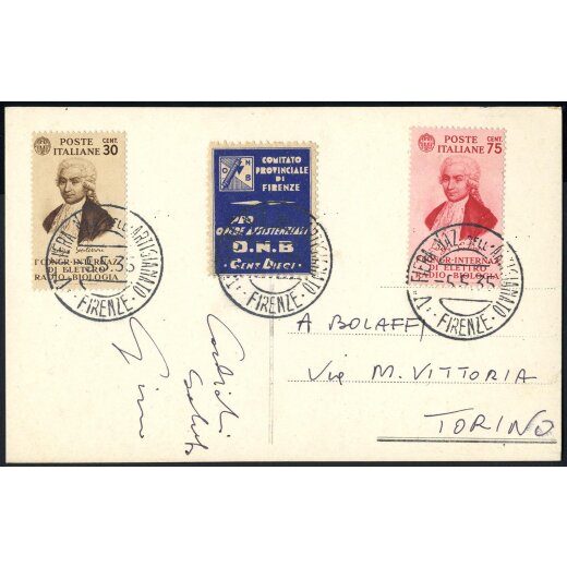 1935, V Fiera Naz. dell Artigianato, cartolina del 5.5.1935 per Torino affrancata con Sass. 364-65