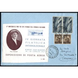 1947, IV Giornata filatelica Rimini, busta filatelica del...