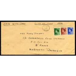 1936, FDC, Brief nach Nord-Rhodesien, Mi. 193,195,196 /...