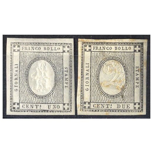 1861, 1 + 2 Cent., 2 Cent. macchiato (S. 19-20)