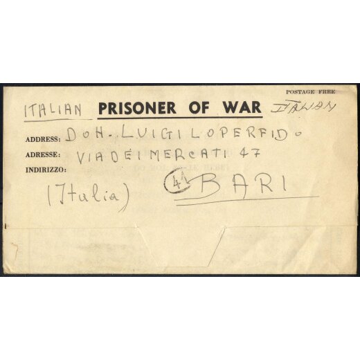 1944, Prigionieri di guerra, lettera del 1.8.1944 di un soldato italiano internato a Orano in Algeria