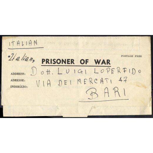 1944, Prigionieri di guerra, lettera del 7.7.1944 di un soldato italiano internato a Orano in Algeria