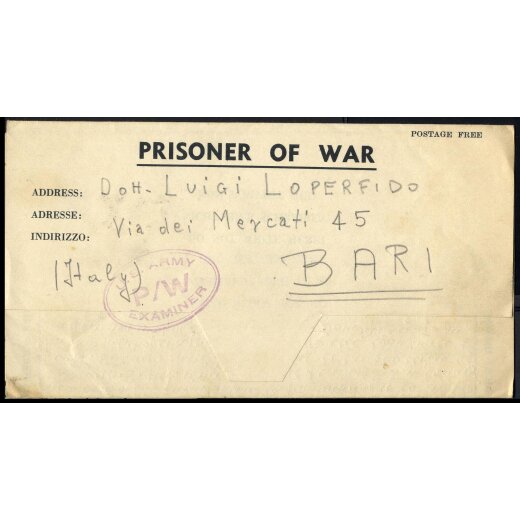 1944, Prigionieri di guerra, lettera del 21.5.1944 di un soldato italiano internato a Orano in Algeria, censura