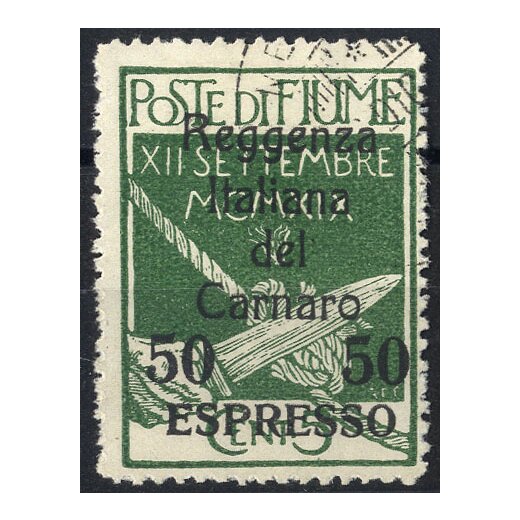1920, Reggenza, espresso, 50 Cent. su 5 Cent. verde, firm. Oliva (S. E4 / 140,-)