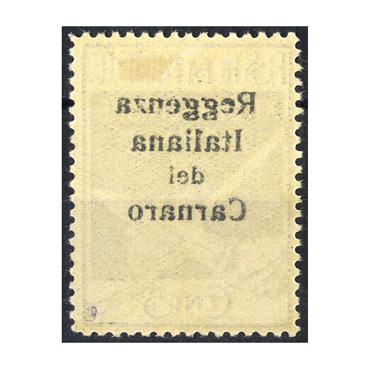 1920, Arbe, 5 Cent. verde con &quot;decalco&quot; (S. 5p / 130,-)