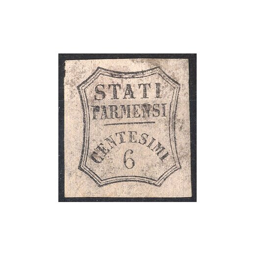 1857, Non emessi, 6 Cent. rosa chiaro, firm. E. Diena (Sass. 1A)
