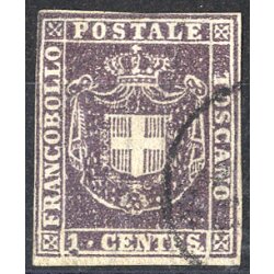1860, Governo Provvisorio, 1 Cent. violetto bruno, usato...