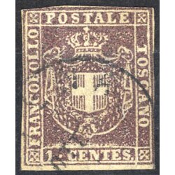 1860, Governo Provvisorio, 1 Cent. violetto bruno, usato,...