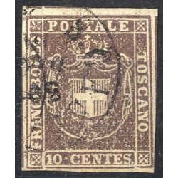 1860, Governo Provvisorio, 10 Cent. bruno, usato (Sass. 19)