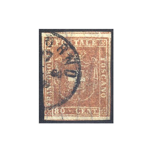 1860, Governo Provvisorio, 80 Cent. carnicino, usato (Sass. 22)