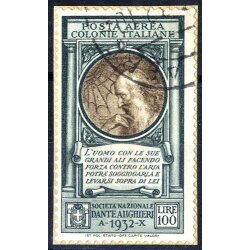 1932, Dante, 100 Lire posta aerea, usato su frammento...