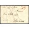 1851, "V. P. M.", annullo ovale in rosso su lettera da Napoli 8.7.1851 per Livorno, annotazione manoscritta "Avis d expeded.n p. Capri" e tassa sul fronte