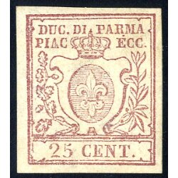 1857/59, 25 Cent. bruno lilla, firm. Cardillo (S. 10 /...