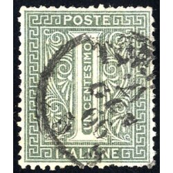 1863/65, Filigrana lettere, 1 Cent. tiratura di Torino,...