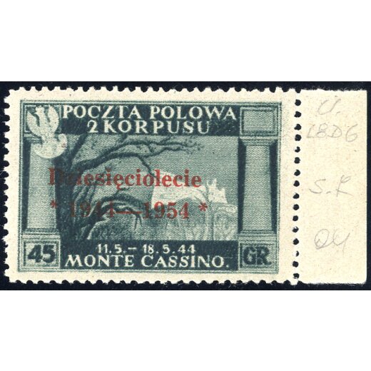 1954, Soprastampa vermiglio, 45 G. verde scuro, firm. Caffaz (S. 7 / 1300,-)