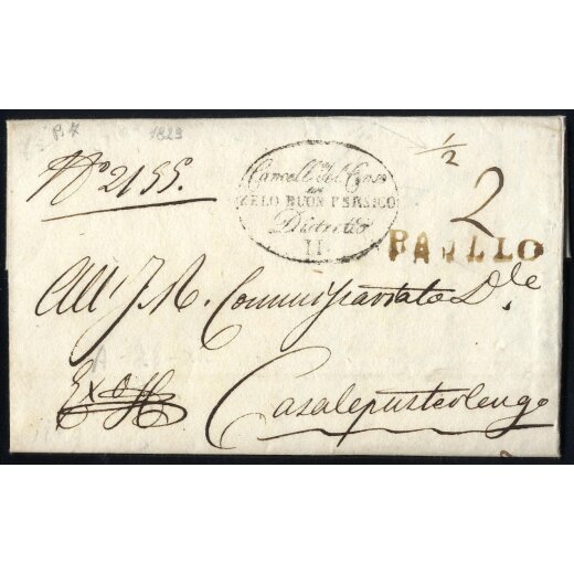 1829, lettera del 3.12. per Casalpusterlengo con timbro lineare PAULLO, Voll. P 7
