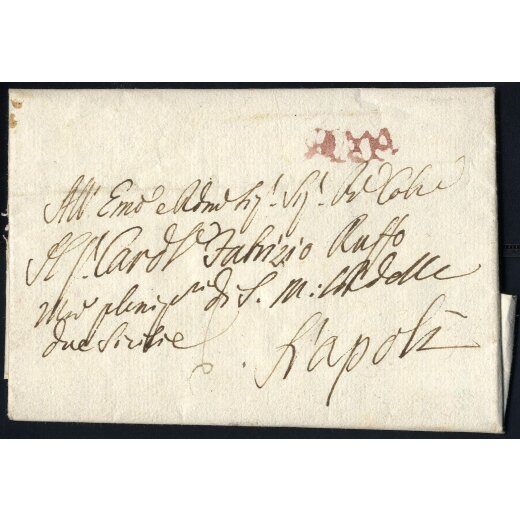 1805, lettera da Firenze per Napoli, bollo di transito ROMA, Voll.N° 24.2 P 6
