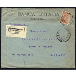 1917, lettera raccomandata da Milano il 21.8. per citt?,...