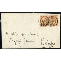 1866, lettera affrancata con due 10 c. da Iseo il 6.1....